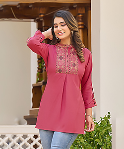 Pink Rayon Casual Kurtis